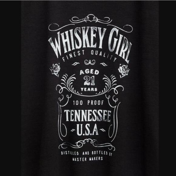 Torrid Black Graphic Tee with Whiskey Design - Picture 2 of 4